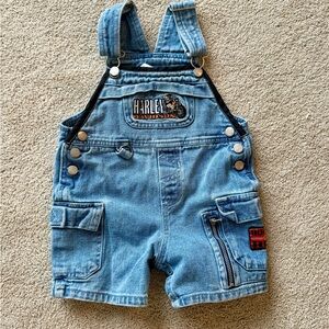 Harley-Davidson Kids Baby Light Blue Denim Short Overalls